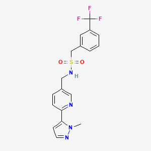 molecular formula C18H17F3N4O2S B2546050 N-{[6-(1-methyl-1H-pyrazol-5-yl)pyridin-3-yl]methyl}-1-[3-(trifluoromethyl)phenyl]methanesulfonamide CAS No. 2097860-30-3