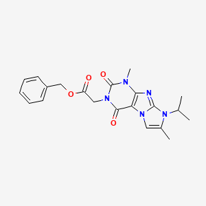 molecular formula C21H23N5O4 B2546051 苯甲酸2-(4,7-二甲基-1,3-二氧代-6-丙烷-2-基嘌呤[7,8-a]咪唑-2-基)乙酯 CAS No. 878731-60-3