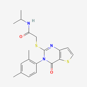 molecular formula C19H21N3O2S2 B2546062 2-{[3-(2,4-二甲苯基)-4-氧代-3,4-二氢噻吩并[3,2-d]嘧啶-2-基]硫代}-N-(丙-2-基)乙酰胺 CAS No. 1260993-29-0