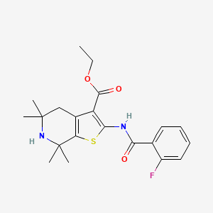 ethyl 2-(2-fluorobenzamido)-5,5,7,7-tetramethyl-4H,5H,6H,7H-thieno[2,3-c]pyridine-3-carboxylate