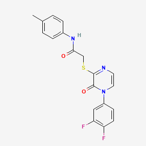 molecular formula C19H15F2N3O2S B2546069 2-[4-(3,4-difluorophenyl)-3-oxopyrazin-2-yl]sulfanyl-N-(4-methylphenyl)acetamide CAS No. 899958-59-9