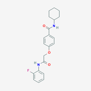 molecular formula C21H23FN2O3 B254607 N-cyclohexyl-4-[2-(2-fluoroanilino)-2-oxoethoxy]benzamide 