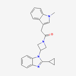 molecular formula C24H24N4O B2546081 1-[3-(2-Cyclopropylbenzimidazol-1-yl)azetidin-1-yl]-2-(1-methylindol-3-yl)ethanone CAS No. 2380060-73-9