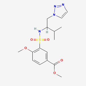 molecular formula C16H22N4O5S B2546083 methyl 4-methoxy-3-(N-(3-methyl-1-(1H-1,2,3-triazol-1-yl)butan-2-yl)sulfamoyl)benzoate CAS No. 2034520-74-4