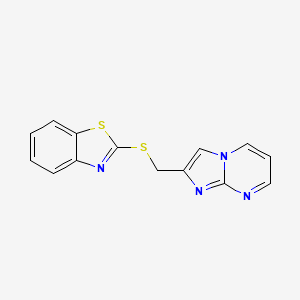 molecular formula C14H10N4S2 B2546084 2-((Imidazo[1,2-a]pyrimidin-2-ylmethyl)thio)benzo[d]thiazole CAS No. 302583-84-2
