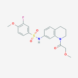 molecular formula C19H21FN2O5S B2546086 3-fluoro-4-methoxy-N-(1-(2-methoxyacetyl)-1,2,3,4-tetrahydroquinolin-7-yl)benzenesulfonamide CAS No. 1169990-70-8