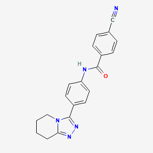 molecular formula C20H17N5O B2546087 4-cyano-N-[4-(5,6,7,8-tetrahydro[1,2,4]triazolo[4,3-a]pyridin-3-yl)phenyl]benzamide CAS No. 1775319-74-8