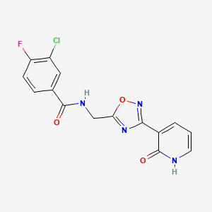 3-chloro-4-fluoro-N-((3-(2-oxo-1,2-dihydropyridin-3-yl)-1,2,4-oxadiazol-5-yl)methyl)benzamide