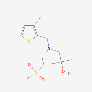 molecular formula C12H20FNO3S2 B2546107 2-[(2-Hydroxy-2-methylpropyl)-[(3-methylthiophen-2-yl)methyl]amino]ethanesulfonyl fluoride CAS No. 2418644-68-3