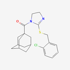 molecular formula C21H25ClN2OS B2546109 1-Adamantyl-[2-[(2-chlorophenyl)methylsulfanyl]-4,5-dihydroimidazol-1-yl]methanone CAS No. 851803-84-4