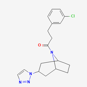 molecular formula C18H21ClN4O B2546113 3-(3-chlorophenyl)-1-[3-(1H-1,2,3-triazol-1-yl)-8-azabicyclo[3.2.1]octan-8-yl]propan-1-one CAS No. 2195951-86-9