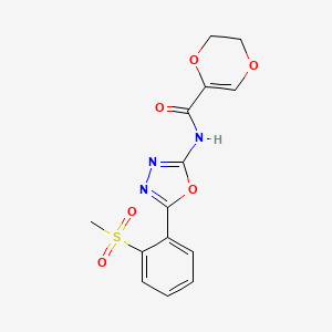 molecular formula C14H13N3O6S B2546116 N-[5-(2-methylsulfonylphenyl)-1,3,4-oxadiazol-2-yl]-2,3-dihydro-1,4-dioxine-5-carboxamide CAS No. 886925-60-6