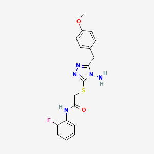 molecular formula C18H18FN5O2S B2546132 2-[[4-amino-5-[(4-methoxyphenyl)methyl]-1,2,4-triazol-3-yl]sulfanyl]-N-(2-fluorophenyl)acetamide CAS No. 898605-61-3