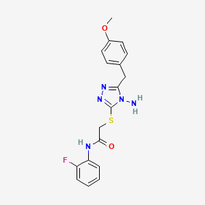 2-[[4-amino-5-[(4-methoxyphenyl)methyl]-1,2,4-triazol-3-yl]sulfanyl]-N-(2-fluorophenyl)acetamide