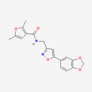 molecular formula C18H16N2O5 B2546134 N-((5-(苯并[d][1,3]二氧杂环-5-基)异恶唑-3-基)甲基)-2,5-二甲基呋喃-3-甲酰胺 CAS No. 1208949-27-2