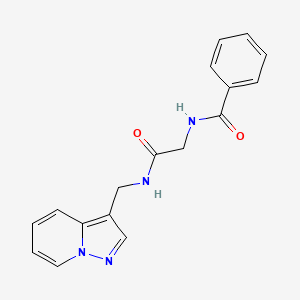 molecular formula C17H16N4O2 B2546136 N-(2-oxo-2-((吡唑并[1,5-a]吡啶-3-基甲基)氨基)乙基)苯甲酰胺 CAS No. 1396846-43-7