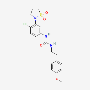 molecular formula C19H22ClN3O4S B2546139 1-(4-Chloro-3-(1,1-dioxidoisothiazolidin-2-yl)phenyl)-3-(4-methoxyphenethyl)urea CAS No. 1203276-13-4