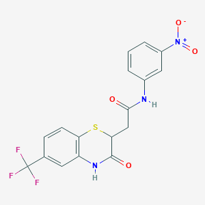 molecular formula C17H12F3N3O4S B2546140 N-(3-nitrophenyl)-2-[3-oxo-6-(trifluoromethyl)-3,4-dihydro-2H-1,4-benzothiazin-2-yl]acetamide CAS No. 431933-43-6