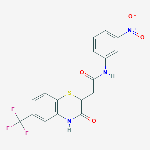 molecular formula C17H12F3N3O4S B2546140 N-(3-硝基苯基)-2-[3-氧代-6-(三氟甲基)-3,4-二氢-2H-1,4-苯并噻嗪-2-基]乙酰胺 CAS No. 431933-43-6