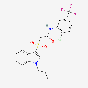 molecular formula C20H18ClF3N2O3S B2546142 N-[2-chloro-5-(trifluoromethyl)phenyl]-2-(1-propylindol-3-yl)sulfonylacetamide CAS No. 850932-49-9