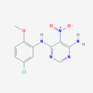 molecular formula C11H10ClN5O3 B2546143 N4-(5-氯-2-甲氧基苯基)-5-硝基嘧啶-4,6-二胺 CAS No. 450345-37-6
