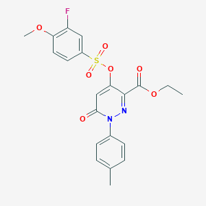 Ethyl 4-(((3-fluoro-4-methoxyphenyl)sulfonyl)oxy)-6-oxo-1-(p-tolyl)-1,6-dihydropyridazine-3-carboxylate