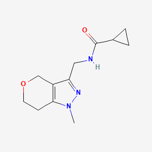 molecular formula C12H17N3O2 B2546166 N-((1-methyl-1,4,6,7-tetrahydropyrano[4,3-c]pyrazol-3-yl)methyl)cyclopropanecarboxamide CAS No. 1797860-46-8