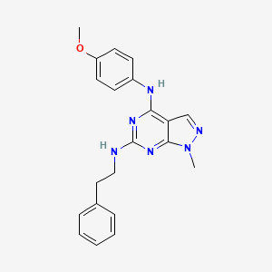 molecular formula C21H22N6O B2546175 N~4~-(4-methoxyphenyl)-1-methyl-N~6~-(2-phenylethyl)-1H-pyrazolo[3,4-d]pyrimidine-4,6-diamine CAS No. 878064-13-2