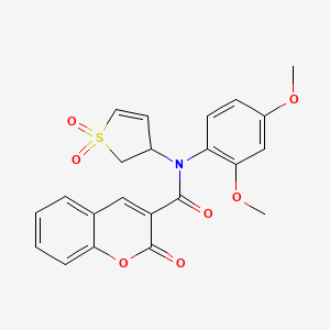 molecular formula C22H19NO7S B2546180 N-(2,4-二甲氧基苯基)-N-(1,1-二氧化-2,3-二氢噻吩-3-基)-2-氧代-2H-色烯-3-甲酰胺 CAS No. 863443-85-0