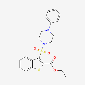 molecular formula C21H22N2O4S2 B2546189 Ethyl 3-[(4-phenylpiperazin-1-yl)sulfonyl]-1-benzothiophene-2-carboxylate CAS No. 895266-73-6