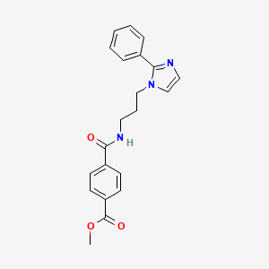 molecular formula C21H21N3O3 B2546190 4-((3-(2-苯基-1H-咪唑-1-基)丙基)氨基羰基)苯甲酸甲酯 CAS No. 1421489-56-6