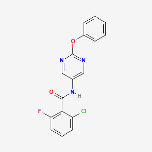 molecular formula C17H11ClFN3O2 B2546199 2-chloro-6-fluoro-N-(2-phenoxypyrimidin-5-yl)benzamide CAS No. 1396810-01-7