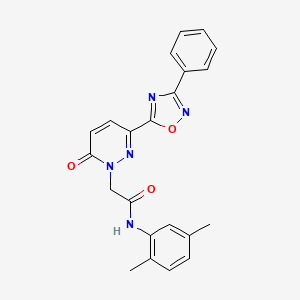 molecular formula C22H19N5O3 B2546202 N~1~-(2,5-dimethylphenyl)-2-[6-oxo-3-(3-phenyl-1,2,4-oxadiazol-5-yl)-1(6H)-pyridazinyl]acetamide CAS No. 1251697-90-1