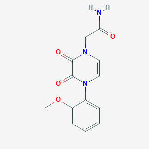 molecular formula C13H13N3O4 B2546206 2-[4-(2-Metoxifenil)-2,3-dioxopirazin-1-il]acetamida CAS No. 898409-42-2