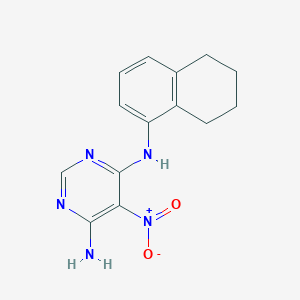 molecular formula C14H15N5O2 B2546211 5-nitro-N-(5,6,7,8-tetrahydronaphthalen-1-yl)pyrimidine-4,6-diamine CAS No. 450345-22-9