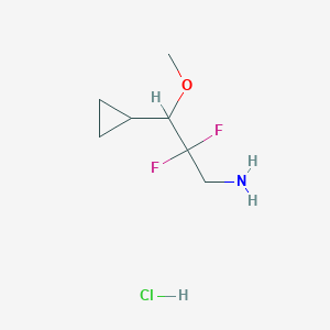 molecular formula C7H14ClF2NO B2546216 3-Cyclopropyl-2,2-difluoro-3-methoxypropan-1-amine;hydrochloride CAS No. 2247105-49-1