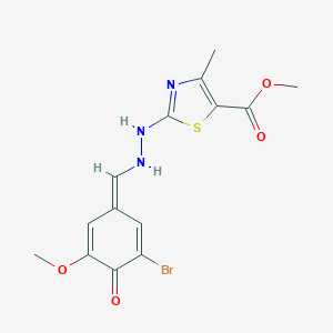 methyl 2-[2-[(Z)-(3-bromo-5-methoxy-4-oxocyclohexa-2,5-dien-1-ylidene)methyl]hydrazinyl]-4-methyl-1,3-thiazole-5-carboxylate