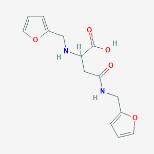 molecular formula C14H16N2O5 B2546222 2-[(2-furylmethyl)amino]-3-[N-(2-furylmethyl)carbamoyl]propanoic acid CAS No. 1026763-67-6