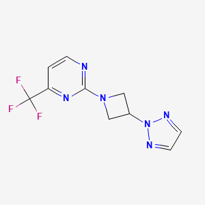 molecular formula C10H9F3N6 B2546223 2-[3-(Triazol-2-yl)azetidin-1-yl]-4-(trifluoromethyl)pyrimidine CAS No. 2415502-17-7