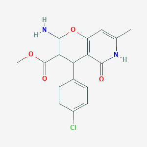 molecular formula C17H15ClN2O4 B2546227 methyl 2-amino-4-(4-chlorophenyl)-7-methyl-5-oxo-5,6-dihydro-4H-pyrano[3,2-c]pyridine-3-carboxylate CAS No. 612049-03-3