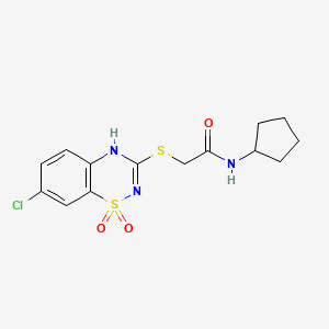 2-((7-chloro-1,1-dioxido-4H-benzo[e][1,2,4]thiadiazin-3-yl)thio)-N-cyclopentylacetamide