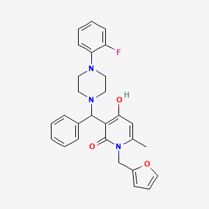 molecular formula C28H28FN3O3 B2546235 3-((4-(2-氟苯基)哌嗪-1-基)(苯基)甲基)-1-(呋喃-2-基甲基)-4-羟基-6-甲基吡啶-2(1H)-酮 CAS No. 933224-09-0