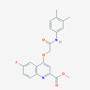 molecular formula C21H19FN2O4 B2546237 Methyl 4-{[(3,4-dimethylphenyl)carbamoyl]methoxy}-6-fluoroquinoline-2-carboxylate CAS No. 1358224-36-8