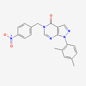 molecular formula C20H17N5O3 B2546242 1-(2,4-二甲基苯基)-5-[(4-硝基苯基)甲基]吡唑并[3,4-d]嘧啶-4-酮 CAS No. 895002-59-2