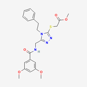 molecular formula C23H26N4O5S B2546257 methyl 2-((5-((3,5-dimethoxybenzamido)methyl)-4-phenethyl-4H-1,2,4-triazol-3-yl)thio)acetate CAS No. 689746-88-1