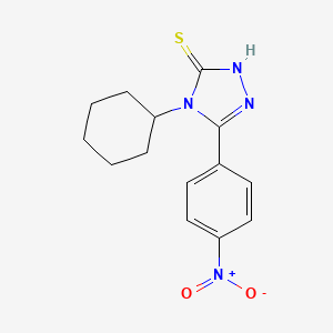 molecular formula C14H16N4O2S B2546260 4-Cyclohexyl-5-(4-nitrophenyl)-1,2,4-triazole-3-thiol CAS No. 17050-54-3
