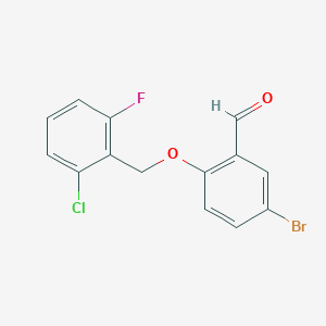 molecular formula C14H9BrClFO2 B2546268 5-Bromo-2-[(2-chloro-6-fluorobenzyl)oxy]benzaldehyde CAS No. 309936-81-0