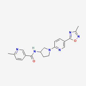 molecular formula C19H20N6O2 B2546270 6-methyl-N-{1-[5-(3-methyl-1,2,4-oxadiazol-5-yl)pyridin-2-yl]pyrrolidin-3-yl}nicotinamide CAS No. 1396869-11-6