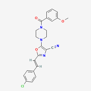 2-[(E)-2-(4-chlorophenyl)ethenyl]-5-[4-(3-methoxybenzoyl)piperazin-1-yl]-1,3-oxazole-4-carbonitrile