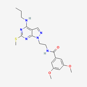 molecular formula C20H26N6O3S B2546283 3,5-二甲氧基-N-(2-(6-(甲硫基)-4-(丙氨基)-1H-吡唑并[3,4-d]嘧啶-1-基)乙基)苯甲酰胺 CAS No. 946313-03-7